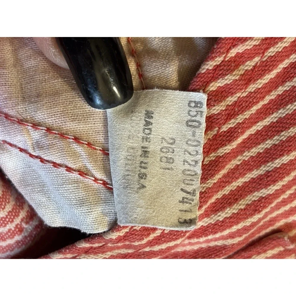Vintage OshKosh B'gosh 18M Striped Denim Bib Overalls One-Piece Red/White